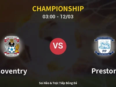 Kết Quả: Coventry 3-0 Preston – Highlight & Bàn Thắng | Championship