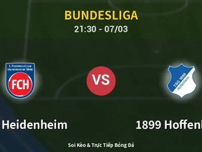 🔴 Trực Tiếp: 1. FC Heidenheim 0-0 1899 Hoffenheim – Link Xem Bundesliga (Full HD)