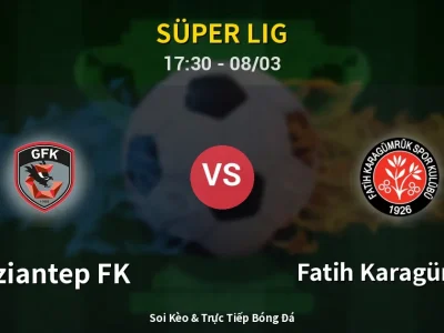 Kết Quả: Gaziantep FK 1-1 Fatih Karagümrük – Highlight & Bàn Thắng | Süper Lig